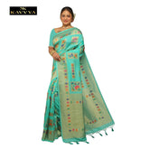 Kavvya Sea Green Soft & Lightweight Raw Silk Weaving Saree - KAVVYA